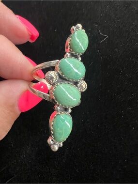 925 STERLING SILVER 4 STONE TURQUOISE RING